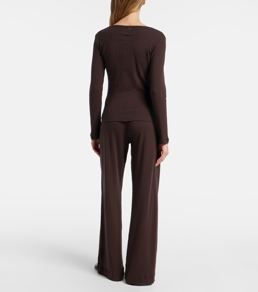 Leset Leset Pantalones Anchos De Pointelle De Algodón 
