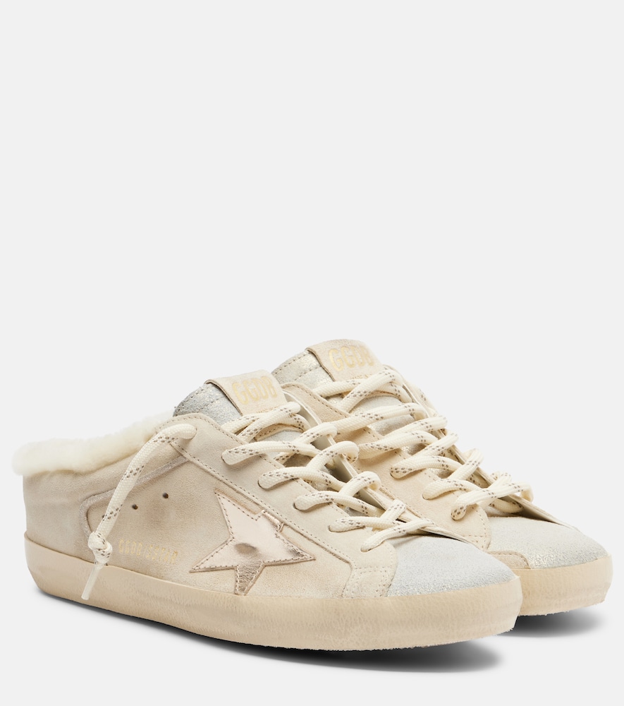 Golden Goose Sneakers Super-Star Aus Veloursleder Und Shearling Einfarbig Damen Weiß Eu Größe 36