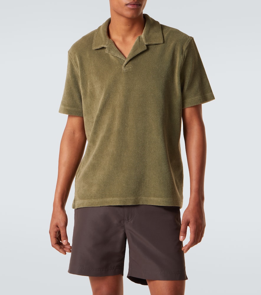 Orlebar Brown Terry Resort Cotton Terry Polo Shirt In Green