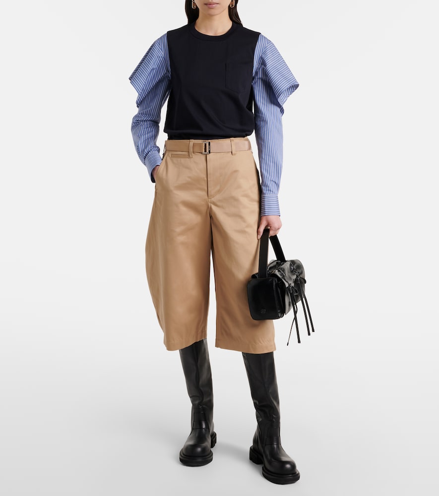 Sacai Striped cotton jersey and poplin shirt
