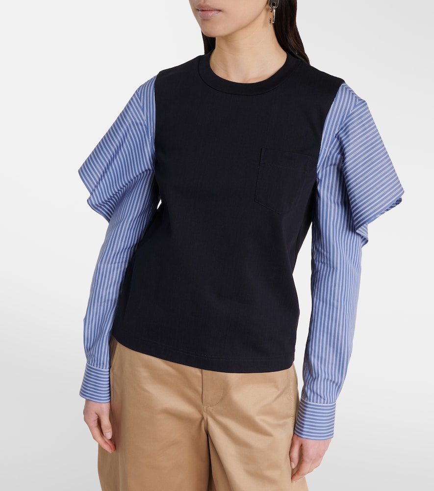  Sacai Sacai Hemd Aus Baumwoll-jersey Und Popeline 