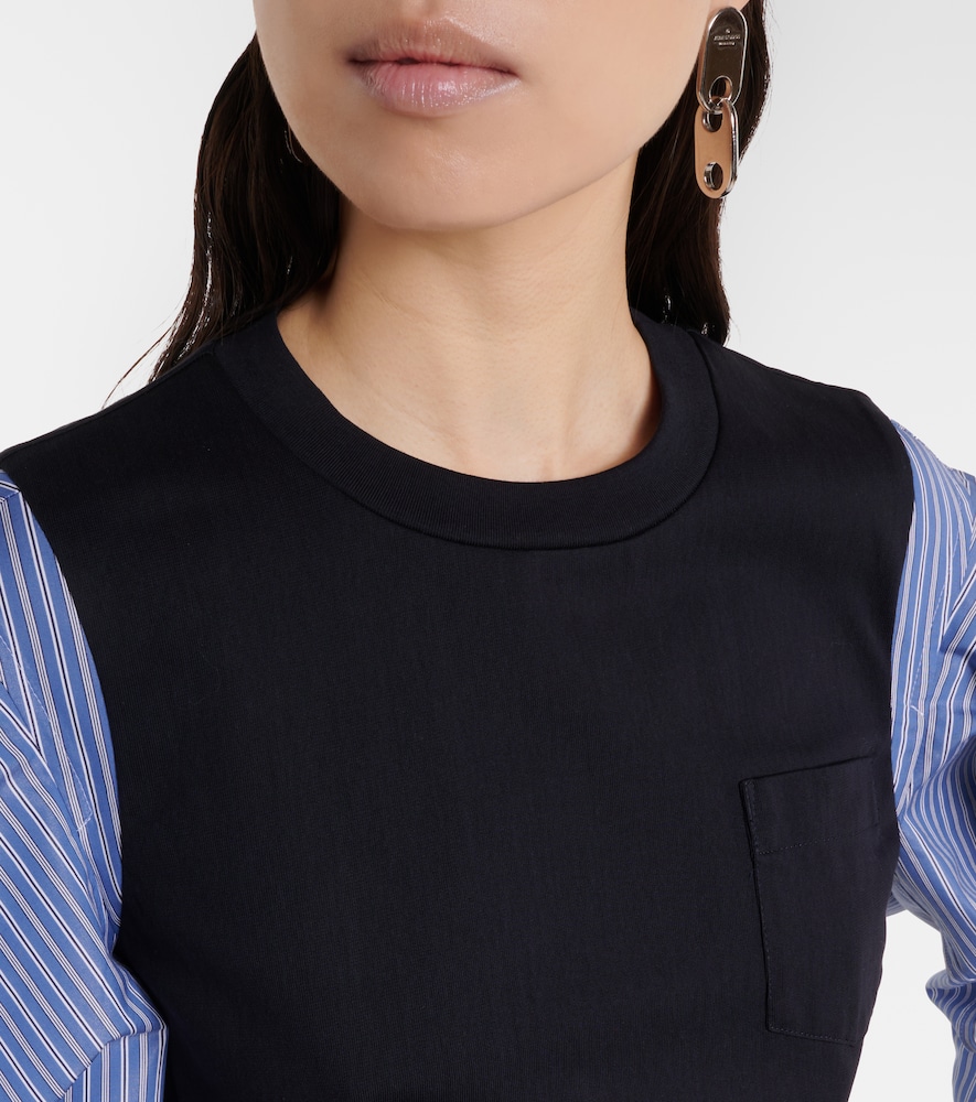  Sacai Sacai Hemd Aus Baumwoll-jersey Und Popeline 