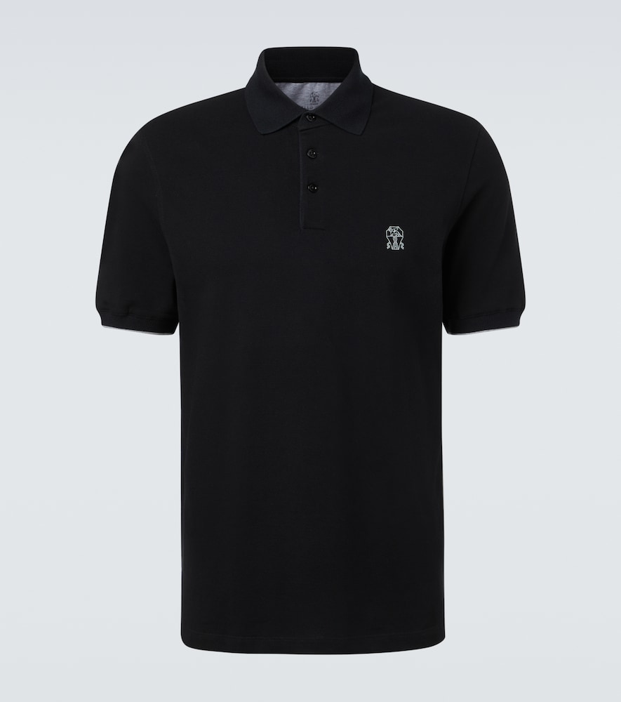 Brunello Cucinelli Men's Black Logo Cotton Polo Shirt UK Size 42 - Mytheresa