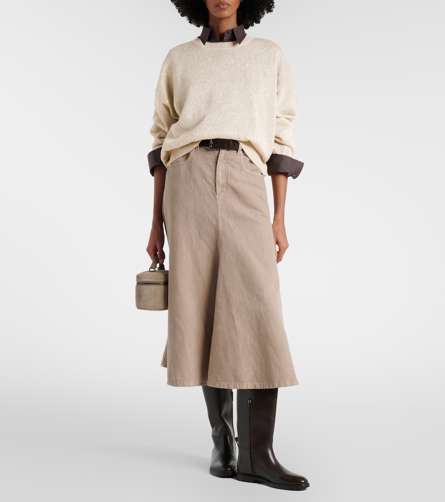 Brunello Cucinelli Sequined linen-blend sweater