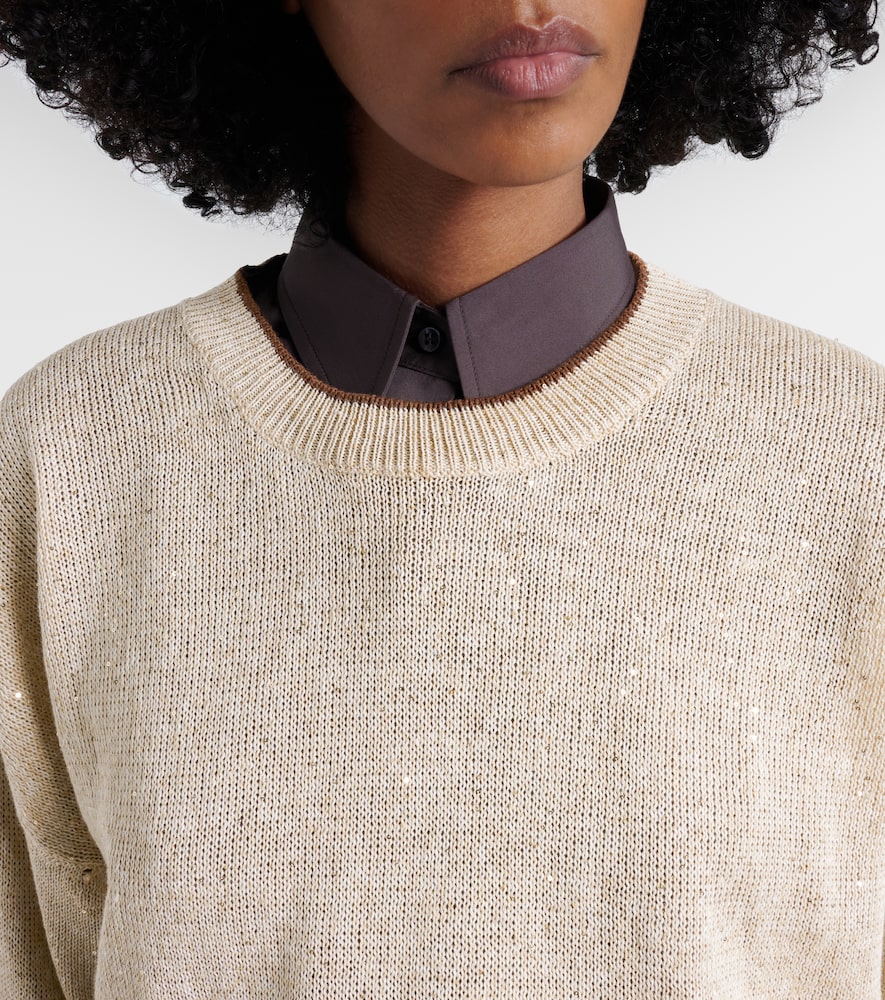  Brunello Cucinelli Brunello Cucinelli Sequined Linen-blend Sweater 