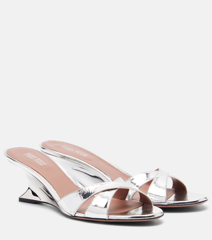 Paris Texas Women's Silver Nina 50 Metallic Leather Wedges UK Size 2.5 - Mytheresa