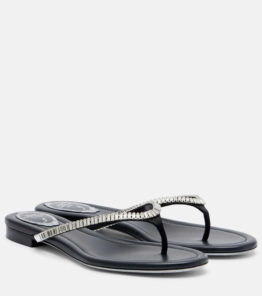 Rene Caovilla Embellished satin thong sandals