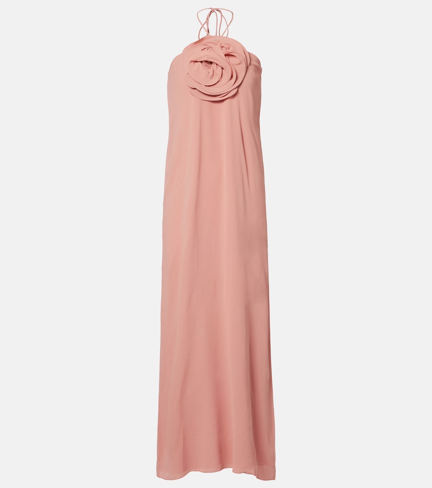 Adriana Degreas Floral-appliqué halterneck maxi dress