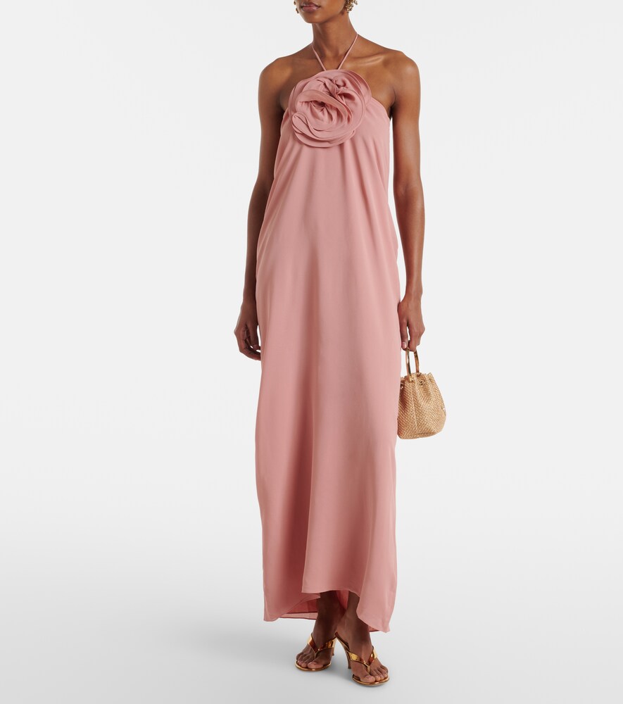 Adriana Degreas Floral-appliqué halterneck maxi dress