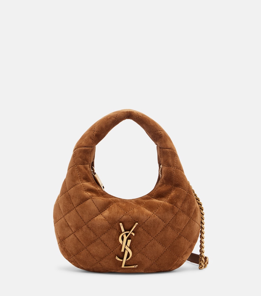Saint Laurent Icarino Mini Suede Top-handle Bag In Brown