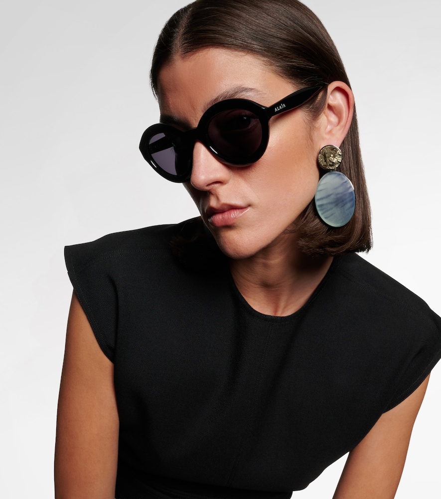  Alaia Alaïa Runde Sonnenbrille Lettering Logo 