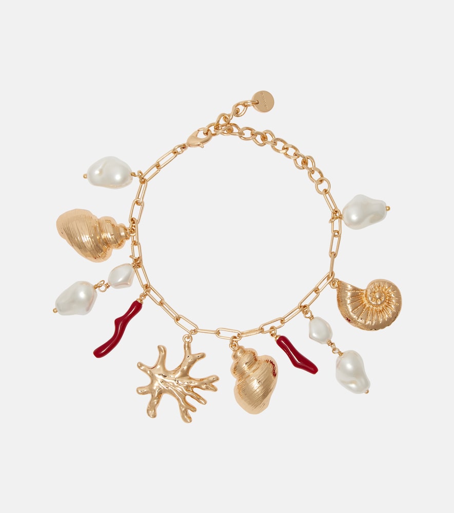 Self-Portrait Faux pearl-embellished charm bracelet