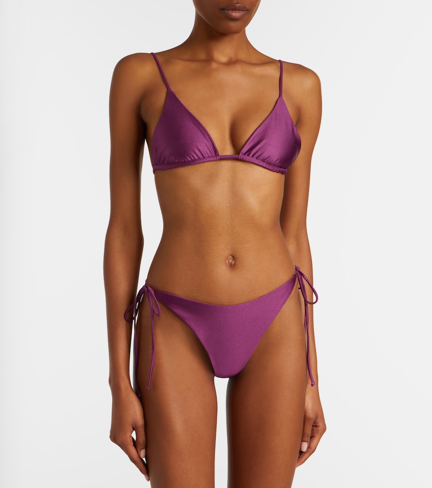 Jade Swim Via metallic-effect bikini top