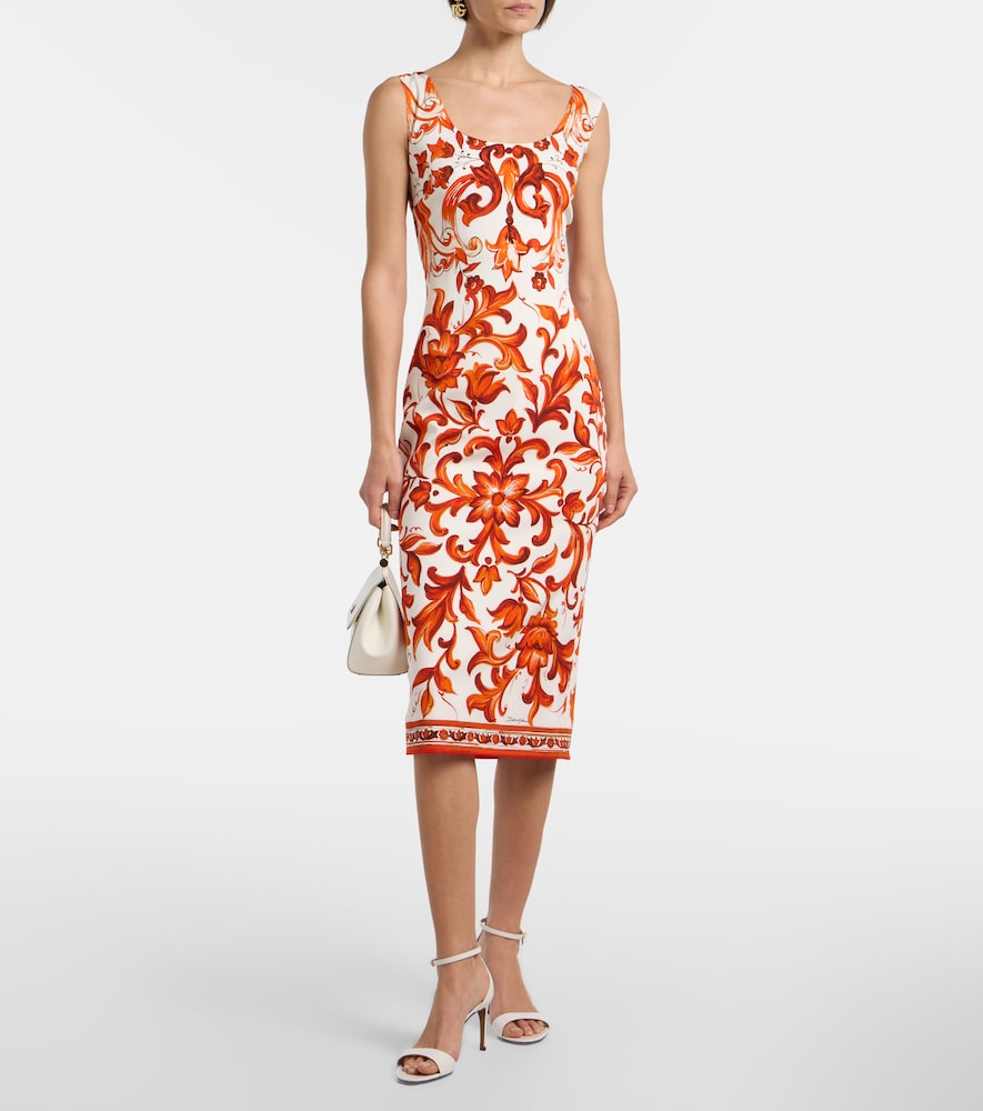 Dolce & Gabbana Majolica silk-blend charmeuse midi dress