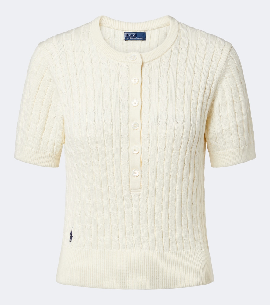 Polo Ralph Lauren Women's White Cable-Knit Cotton Sweater UK Size 14 - Mytheresa