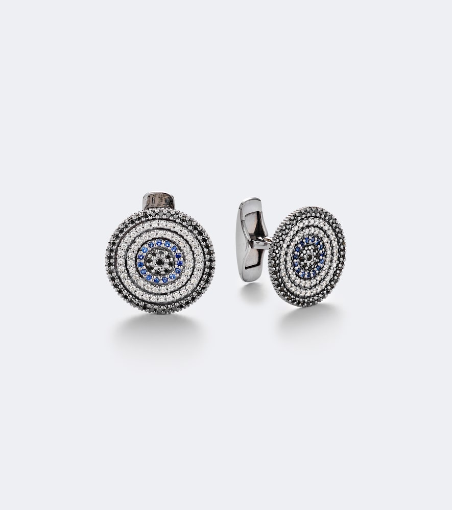 Sydney Evan Boutons de manchettes en or blanc 14 ct, diamants et saphirs