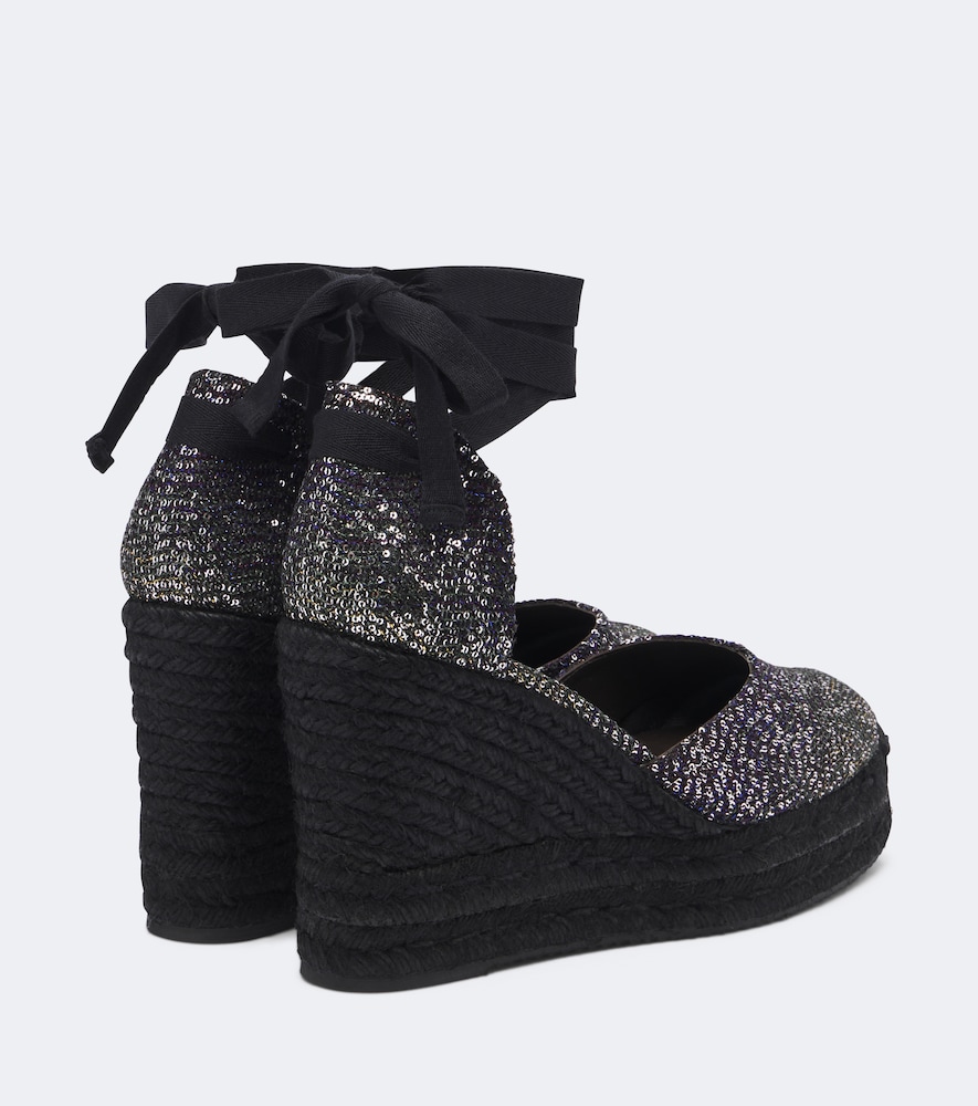 Eva Sequined Espadrille Wedges