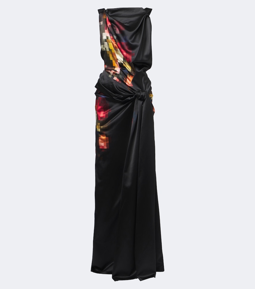 Bedruckte Robe aus Seidensatin
