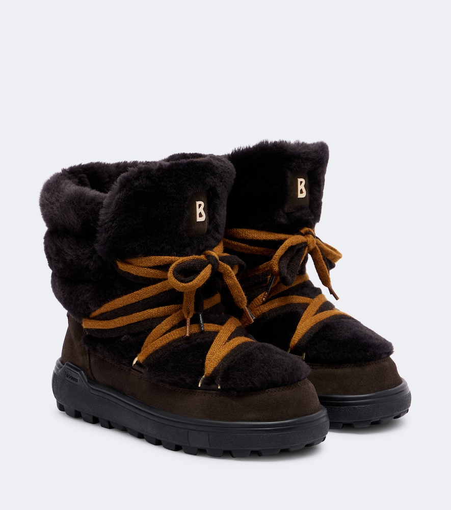 Bogner Chamonix Shearling And Suede Snow Boots In Brown