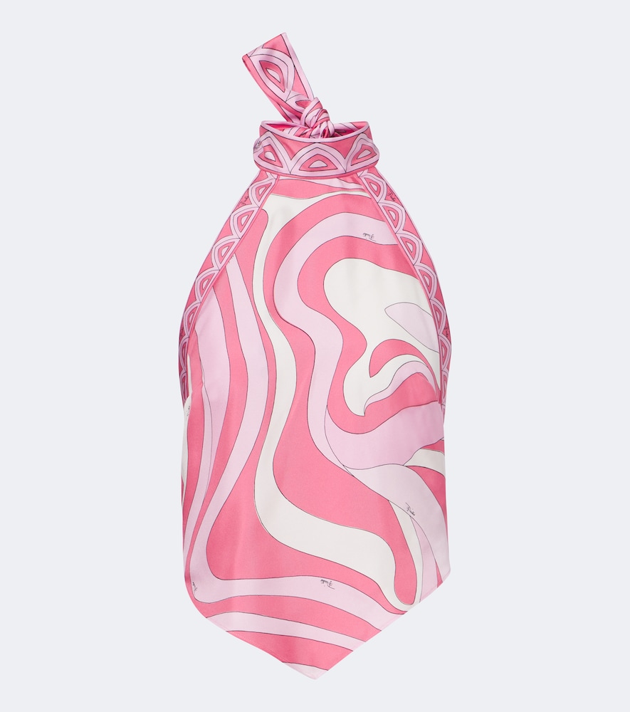 Pucci Marmo Halterneck Silk Twill Scarf Top