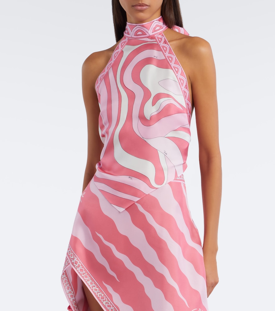 Pucci Marmo Halterneck Silk Twill Scarf Top