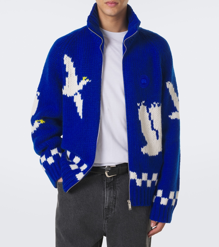 Intarsia Wool And Alpaca Zip-Up Sweater