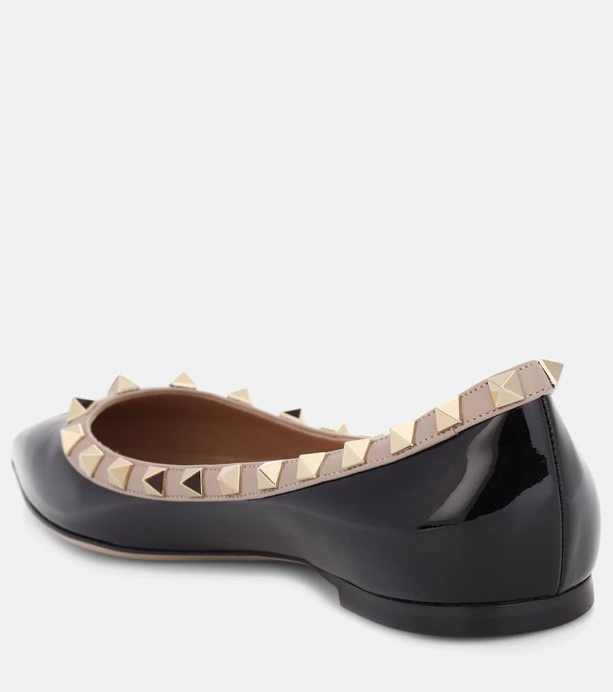 Valentino Rockstud Patent Leather Ballet Flats In Black