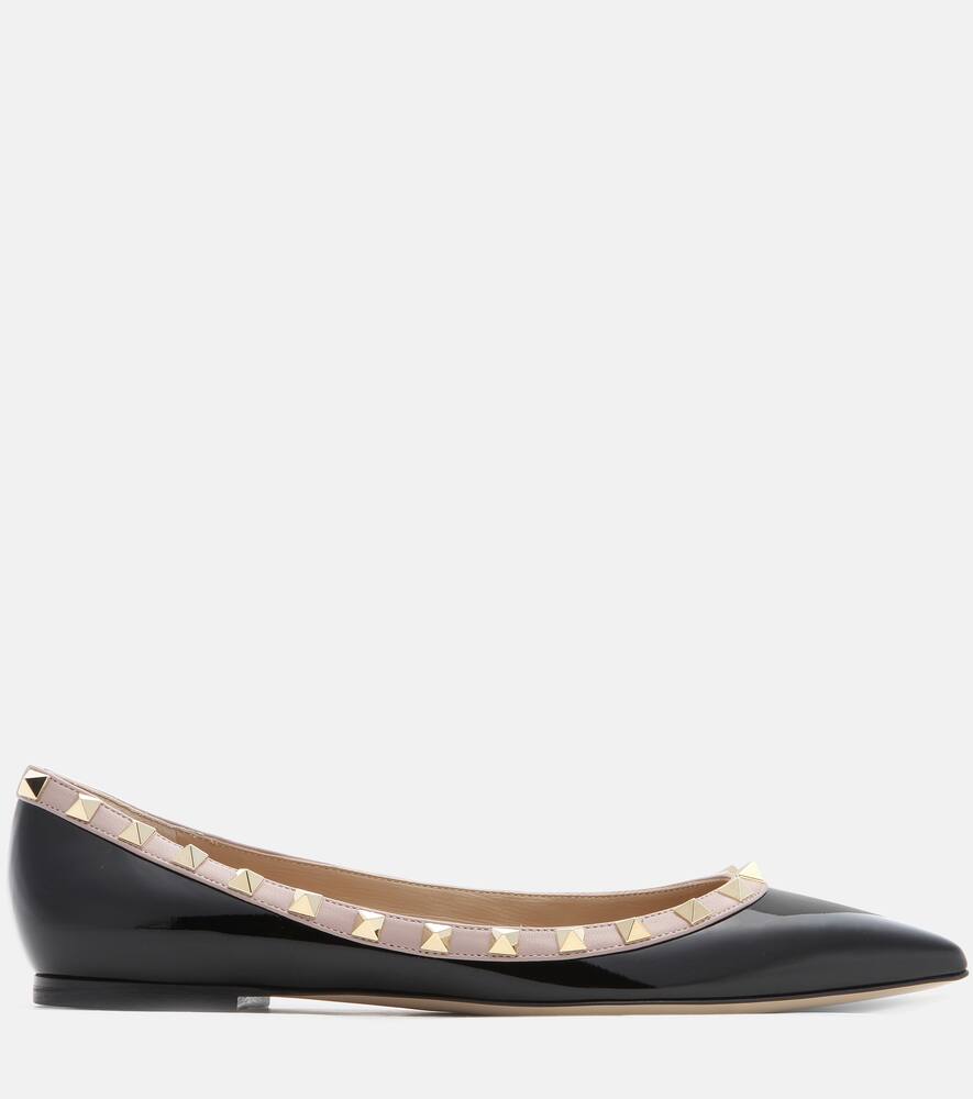 Valentino Rockstud Patent Leather Ballet Flats In Black