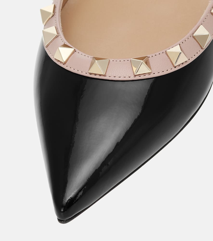Valentino Rockstud Patent Leather Ballet Flats In Black