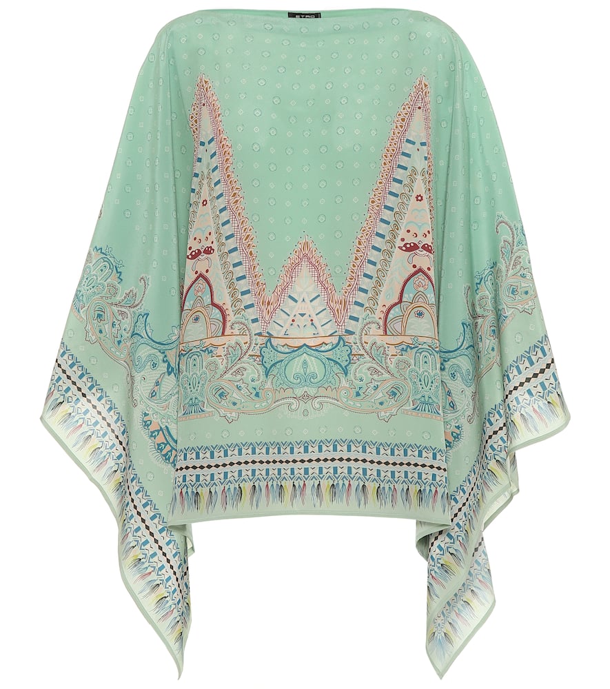 ETRO PRINTED SILK PONCHO,P00443961