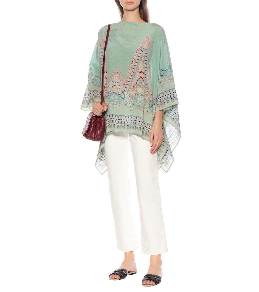 ETRO PRINTED SILK PONCHO,P00443961