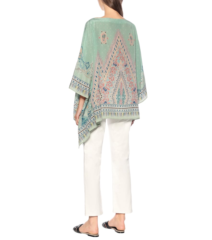 ETRO PRINTED SILK PONCHO,P00443961
