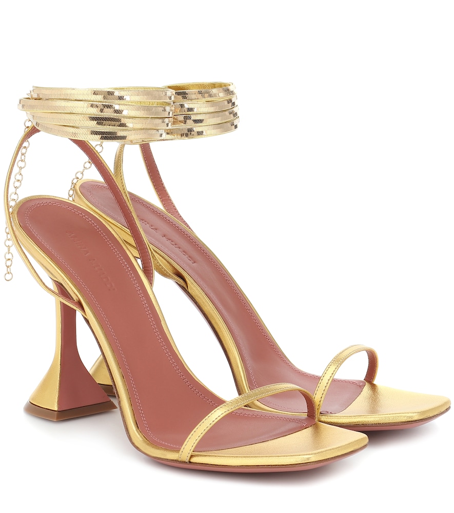 amina muaddi gold sandals