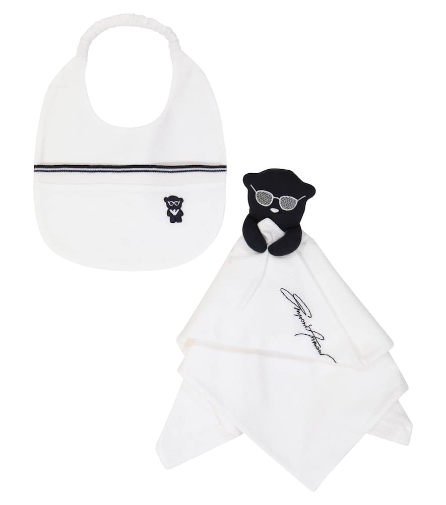 Emporio Armani Kids Baby cotton-blend bib and pacifier set