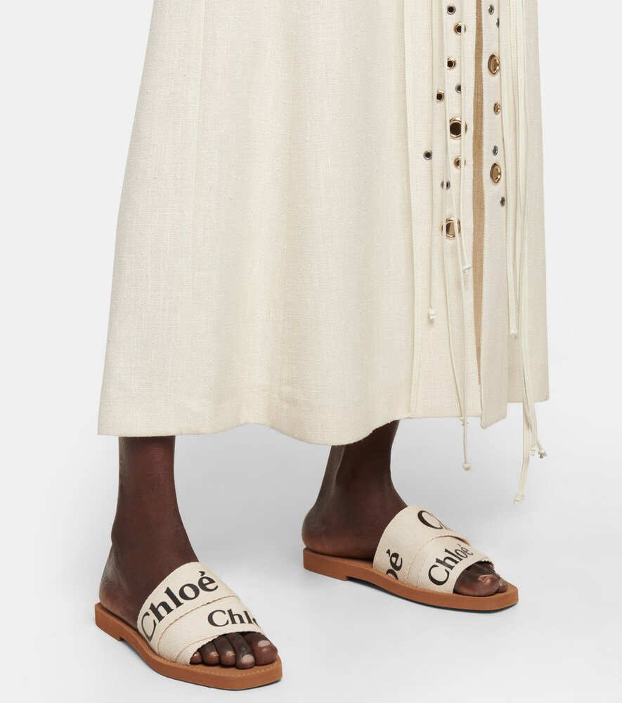 Chloé Woody Canvas Slides