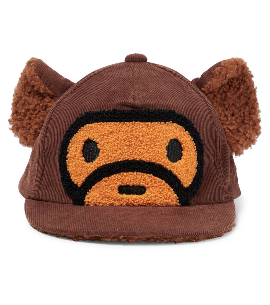 Bape Kids' Baby Milo Bear-ear Cotton Cap In Brown