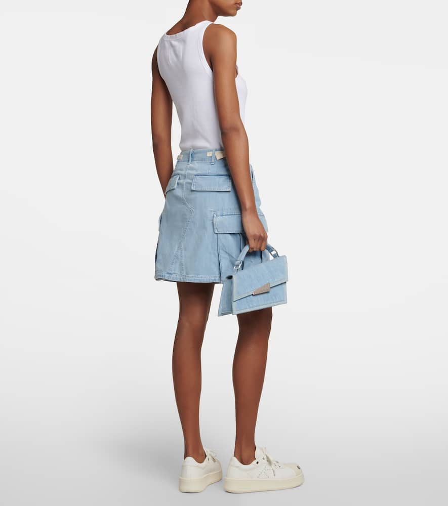 Shop Kenzo Denim Miniskirt In Bleached Blue Denim