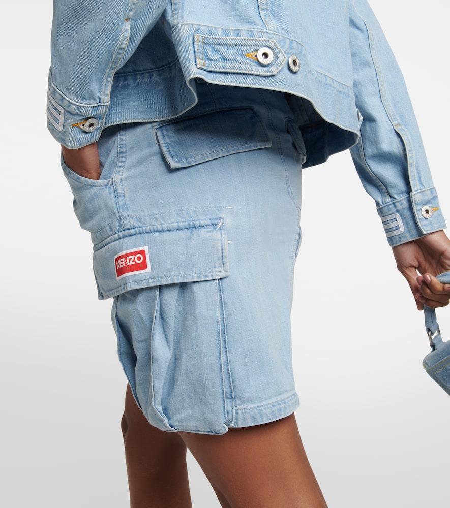 Shop Kenzo Denim Miniskirt In Bleached Blue Denim