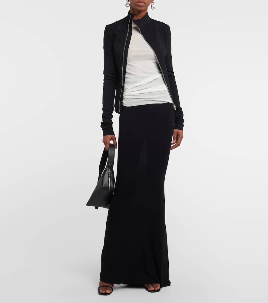 Rick Owens Lilies Slip Jersey Maxi Skirt In Black