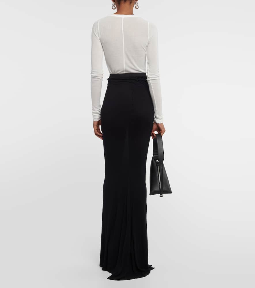 Rick Owens Lilies Slip Jersey Maxi Skirt In Black