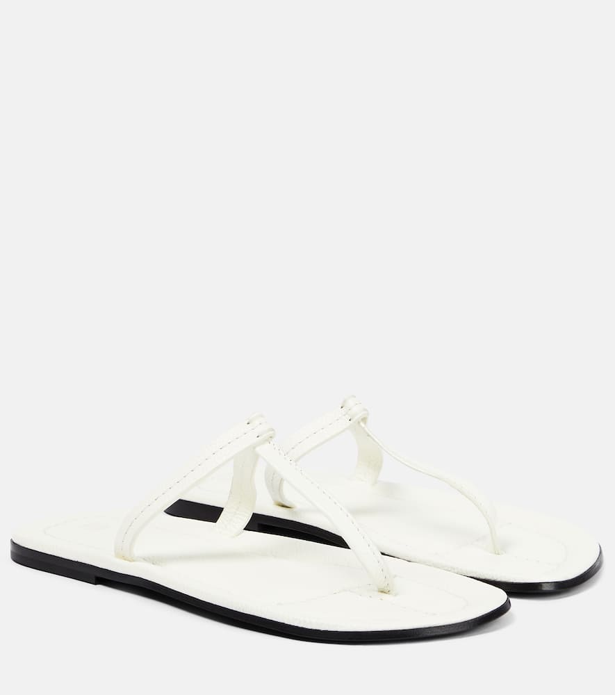 Shop Totême T-strap Leather Sandals In Off-white