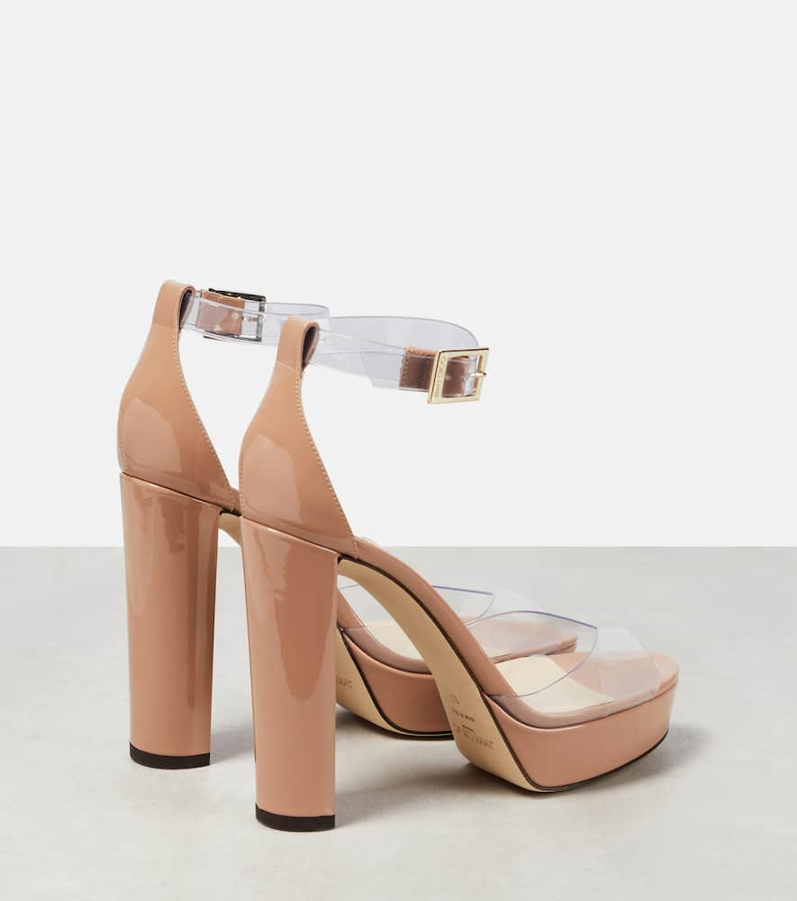 Shop Jimmy Choo Albi 120 Pvc And Leather Platform Sandals In Ballet Pink