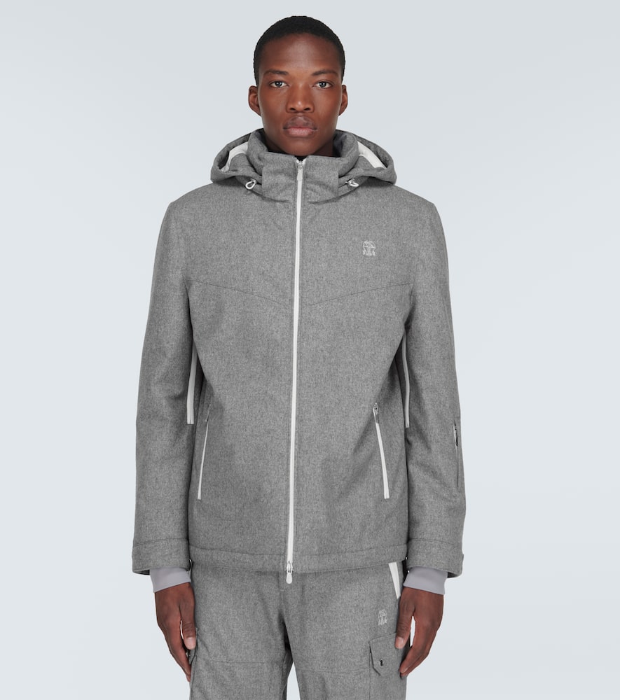 Shop Brunello Cucinelli Wool Ski Jacket In Grey