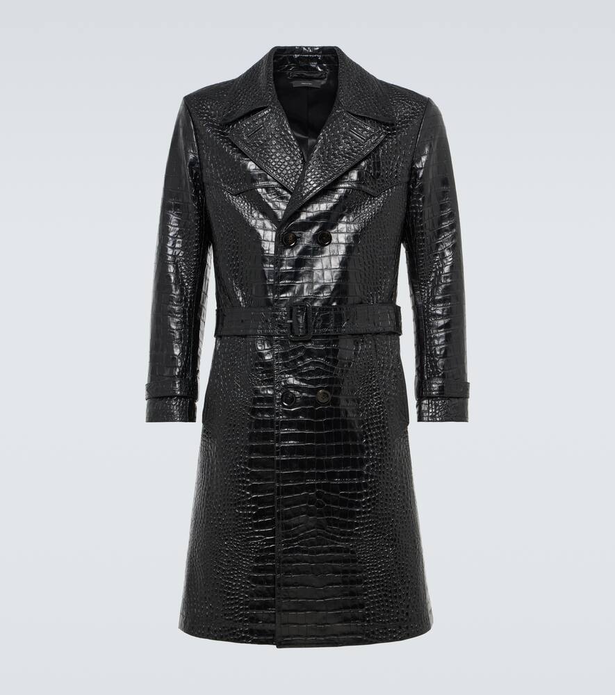 Tom Ford Croc-effect leather trench coat