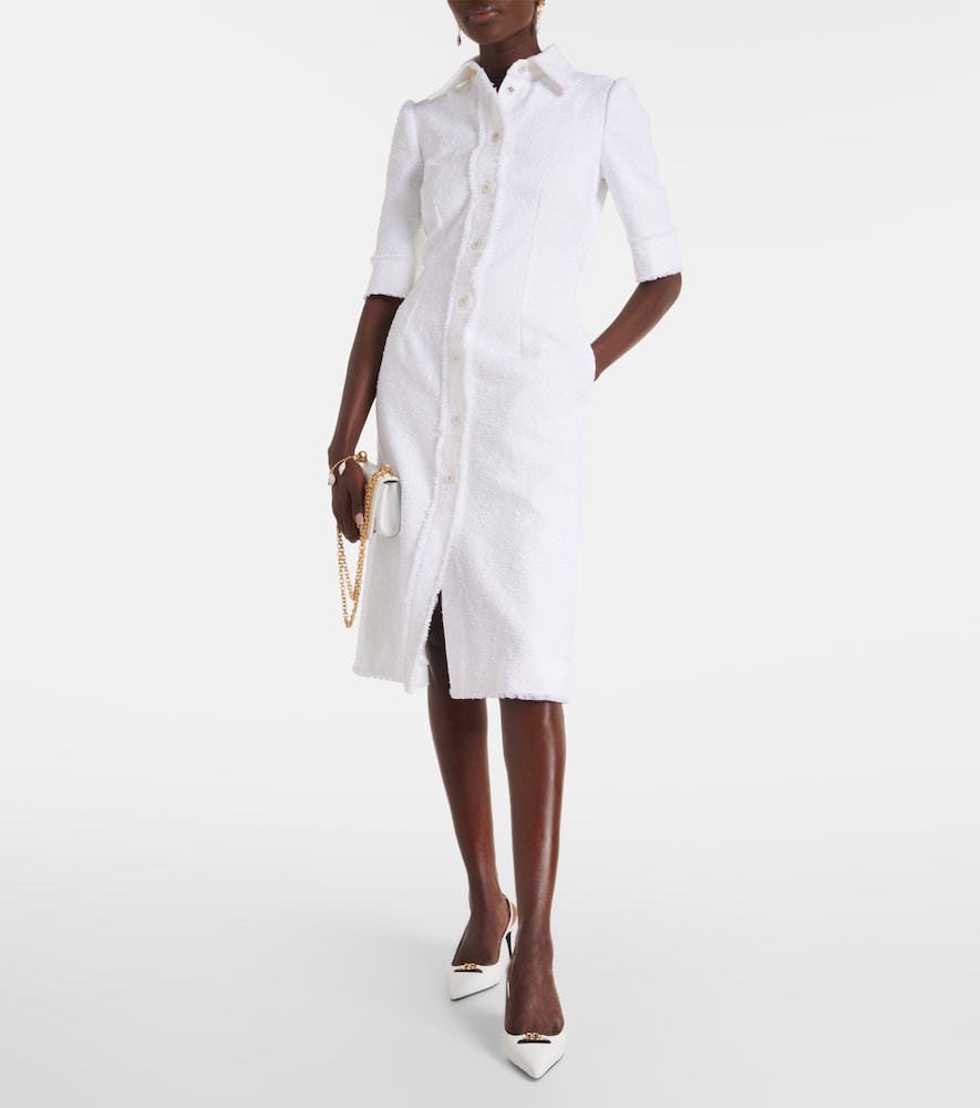 Dolce & Gabbana Cotton-blend tweed shirt midi dress