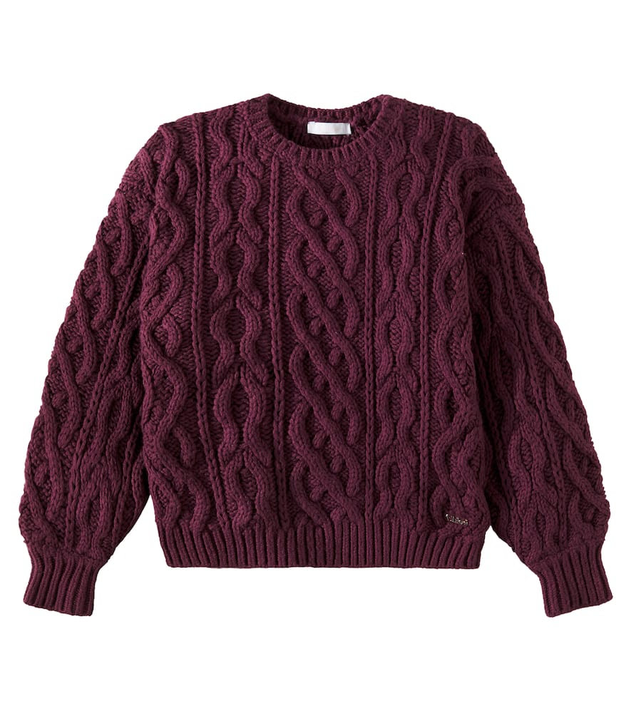 Chloé Kids Cable-knit cotton and wool sweater