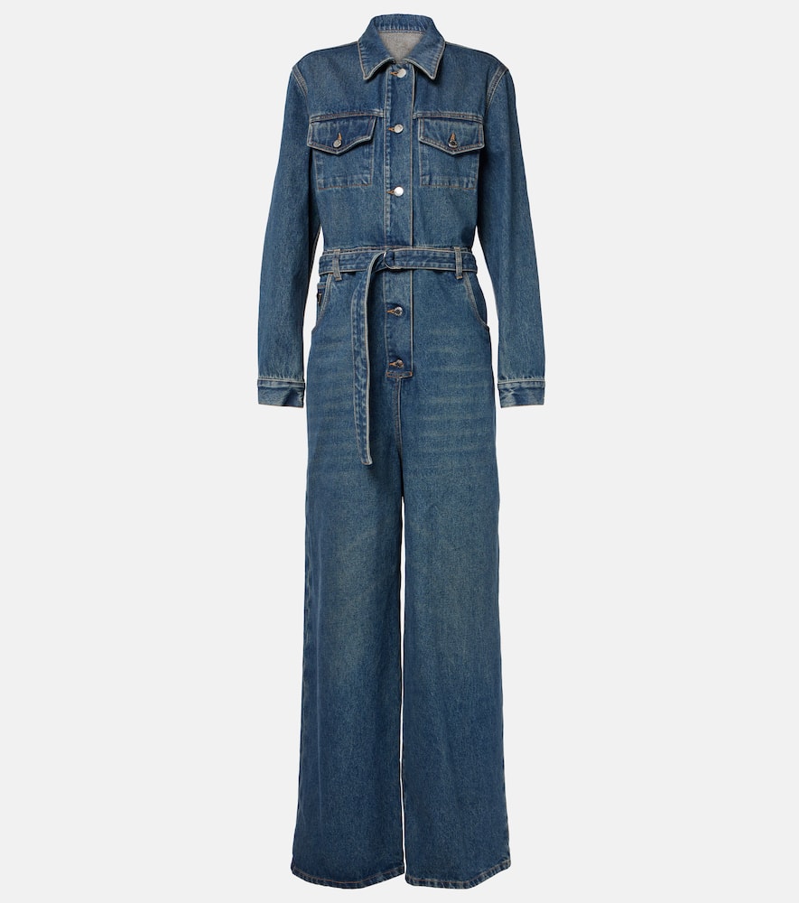 Belted denim jumpsuit
