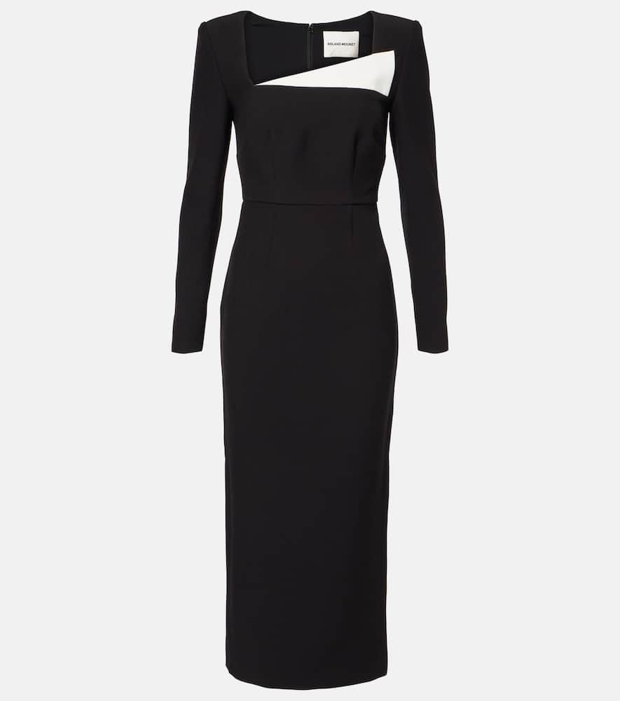 Paneled crêpe midi dress