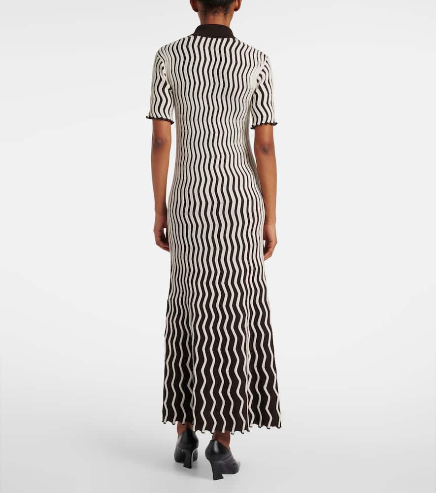 Bottega Veneta Striped Wool Polo Dress In Brown
