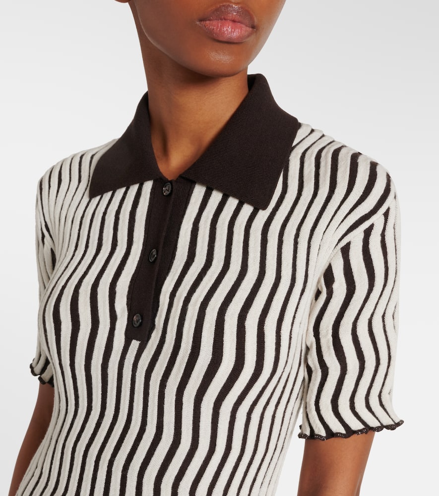 Bottega Veneta Striped Wool Polo Dress In Brown